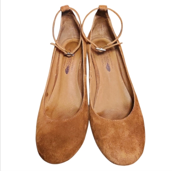 Jeffrey Campbell x Free People Delta Rust Suede Block Wood Heel Ankle Strap Boho - Picture 6 of 13